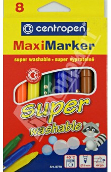 Текстовыделители  8 цветов MAXI  суперсмываемые (8770/08)