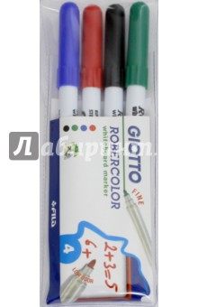 Набор маркеров для белой доски, 4 цвета, круглые, тонкие (413100)