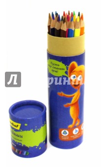 Набор цветных карандашей в тубе "Джинсовая коллекция". Трехгранный корпус. 24 шт (134200-24)