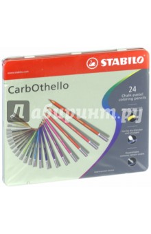 Карандаши 24 цвета "CarbOthello" пастель, металлическая коробка (1412-6)