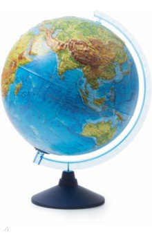 Глобус Земли физико-политический (d=320 мм, рельефный, с подсветкой от батареек) (Ве023200267)