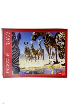 Puzzle-1000 "Зебры у воды" (КБ1000-6924)