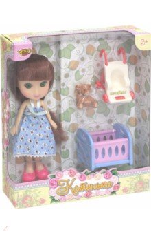 Кукла "Катенька" с набором "Кроватка и коляска" (М6614)