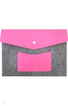 Папка А4 с карманом из фетра (серо-розовая)