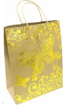 Пакет из крафт-бумаги "Золотые бабочки" 26х32.4х12.7 (79255)