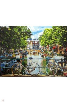 Холст Велосипедисты на мосту в Амстердаме (40х50 см) (Х-3470)