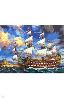 Холст "Корабль на лазурном море" (40х50 см) (Х-3478)