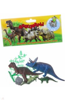 Набор животных "Динозавры" 4 штуки + деревце (ВВ1619)
