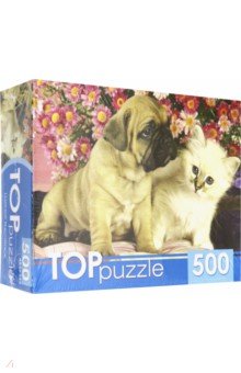 TOPpuzzle-500 "Щенок и котенок" (КБТП500-6800)