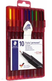 Ручки перманентные 10 цветов "Triplus Permanent" 0,3мм (331SB1)