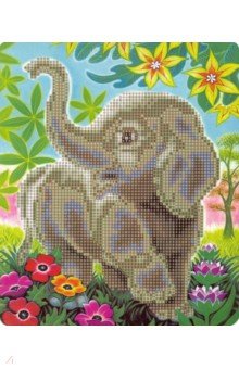 Алмазная мозаика с мольбертом "Слон в саду" (21х25 см) (M-10338)