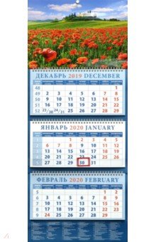 Календарь 2020 квартальный Пейзаж с маками. Италия (14050)