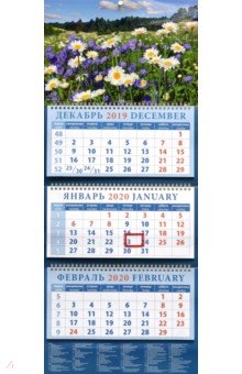 Календарь 2020 квартальный Пейзаж с ромашками (14061)