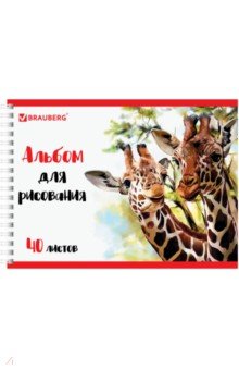 Альбом для рисования "Жирафы" (40 листов, А4, гребень) (105104)