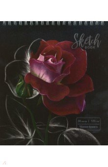 Скетчбук "Роза на черном", 30 листов, А5, гребень, черная бумага (98665)