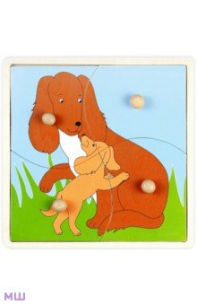 Пазл-рамка-4 деревянный "Мать и дитя. Собака" (4118А)