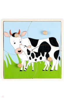 Пазл-рамка-4 деревянный "Мать и дитя. Корова" (4119А)