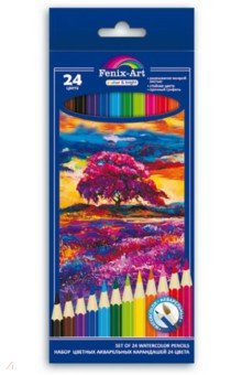 Карандаши цветные акварельные "Пейзаж" (24 штуки, 24 цвета, шестигранные) (40435)