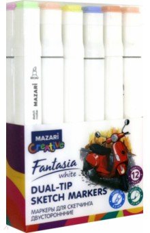 Маркеры для скетчинга двусторонние "Fantasia White. Paste colorsl" (12 цветов) (M-6061-12)
