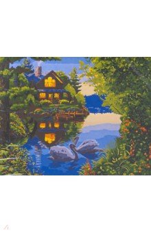 Рисование по дереву "Дом у озера", 40х50 см (FLA026)