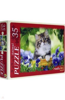 Puzzle-35 "Пушистый котенок в саду" (П35-0131)