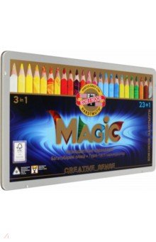 Карандаши цветные "Magic", 23+1 цветов, металлическая коробка (3408/23+1)