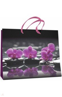Пакет подарочный горизонтальный "Орхидеи" (32х26 см) (2-106/4)