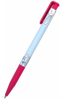 Ручка шариковая 0,7 мм, синяя "Bunny, малиновый" (BSBP003-03-case)