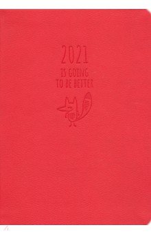 Ежедневник датированный на 2021 год (176 листов, А5) Foxy, красный (AZ1049emb/red)