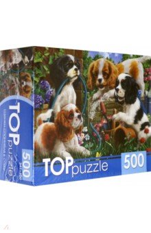 Puzzle-500 "ЩЕНКИ СПАНИЕЛЯ В САДУ" ( ХТП500-5726)