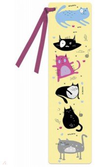 Закладка для книг "Коты", картонная, с лентой (52271)