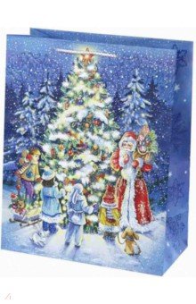 Бумажный пакет "Возле новогодней елки", 17.8х22.9х9.8 (82368)