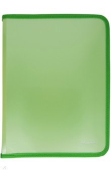 Папка для тетрадей пластиковая на молнии, A5, зеленая (671957)