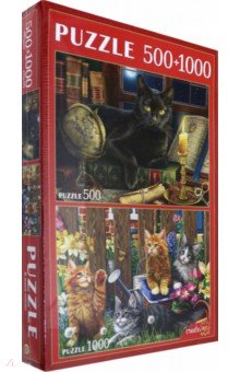 Пазлы 2в1 (500+500) "В мире кошек" (ХП500-1000-4486)