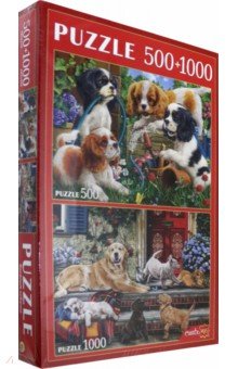 Пазлы 2в1 (500+1000) "Веселые собачки" (ХП500-1000-4485)