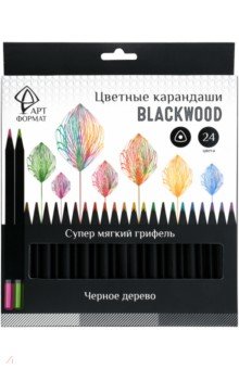 Карандаши цветные, черное дерево, 24 цвета (AF03-051-24)