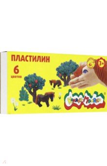 Пластилин для детского творчества, со стеком. 6 цветов, 90 г. (ПКМ06)