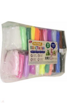 Пластилин 24 цвета в пакете (PL013)