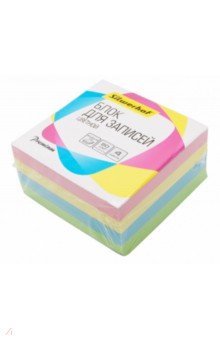 Блок для записей бумажный, цветной, 4 цвета, 9х9х4,5 см. (701027/1190067)