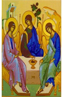 Холст "Икона Святой Троицы", 40х50 см. (Х-2749)