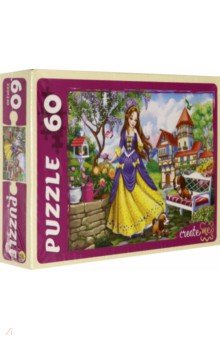 Puzzle-60 "Принцесса со щенками в саду" (ПУ60-0460)