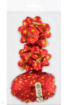 Набор для оформления подарков: бант+ лента красная (83009)
