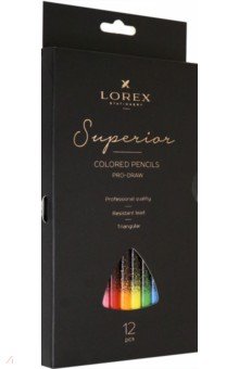 Карандаши цветные, трехгранные "Superior", 12 цветов (LXCPPD12-SP)