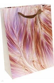 Пакет подарочный "Розовые перья", 18х24х8,5 см. (ПКП-3404)