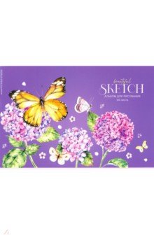 Альбом для рисования "Бабочки в цветах", А4, 24 листа (А24_36008)