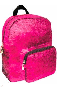 Рюкзак, расшитый розово-серебряными пайетками, одно отделение, 30х25х8 см. (46433)