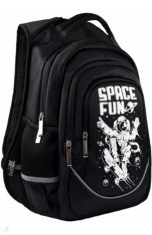 Рюкзак школьный "Черный космос", полиэстер, 27,5х43х13 см. (53770)