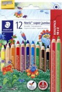 Карандаши цветные "Noris Club Super Jumbo" (12 цветов, точилка) (129NC12P1)