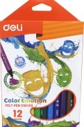 Фломастеры 12 цветов Color Emotion смываемые (EC10100)