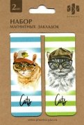Закладки магнитные для книг "Коты в шляпах" (2 штуки) (49918)
